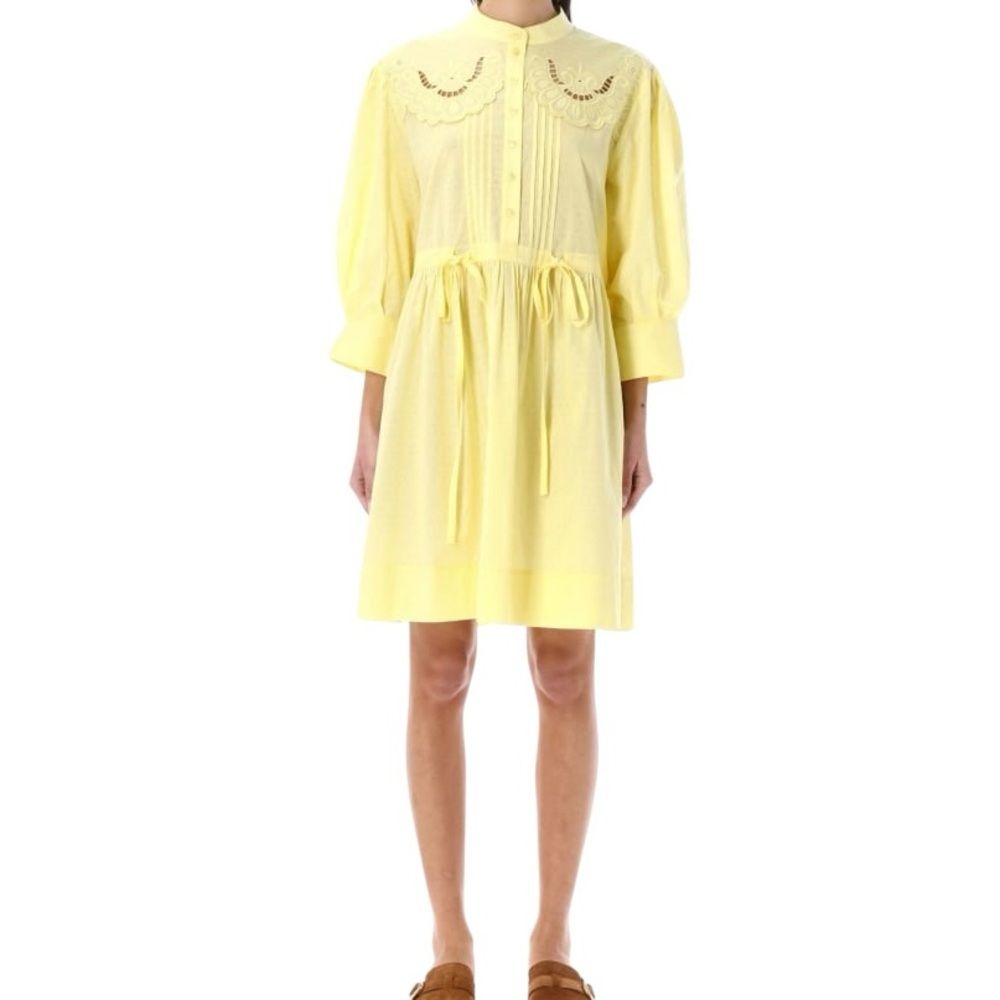 Chlo Embroidered Shirt Dress Size 40 M Yellow